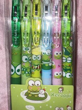 🐸 6 pack Sanrio Keroppi Retractable Fine Tip Pens .5mm Fine Point With Clip 🐸